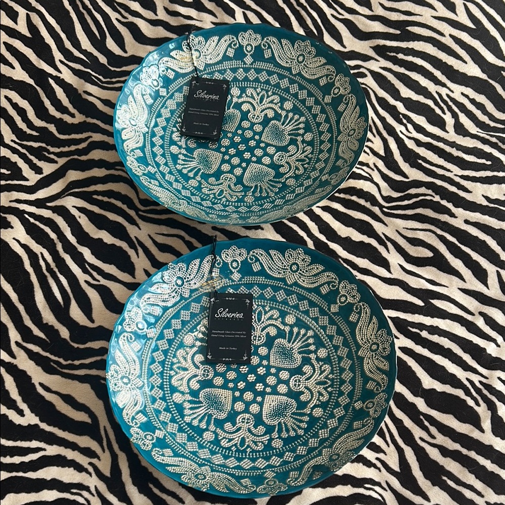 Blue/Teal and silver Decorative Bowls